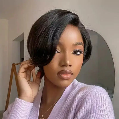 2025 New Arrival: Black Short Straight Women's Voluminous High-Temperature Fiber Wig - Hot Seller
