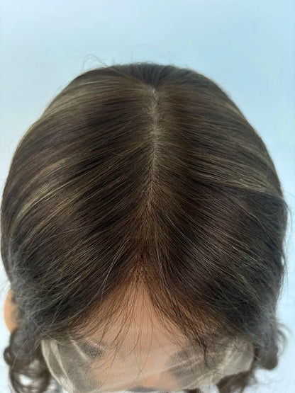Top Quality Highlights Soft Silicone  Silk Base with Lace Frontal  Human Hair Medical Wig for Cancer