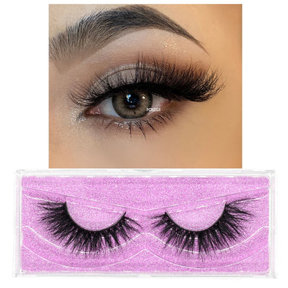 FOXESJI 3D Mink Lashes False Eyelashes Fluffy Thick Cross Wispy Natural Eye lashes Mink Soft Lash Extension Supplies Makeup Set