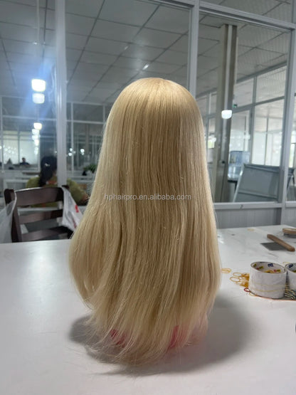 Customized 100% Virgin Brazilian Hair Cancer Wig for Lace Cap High Quality Full Cuticle Hair Blonde Color Jewish Wig