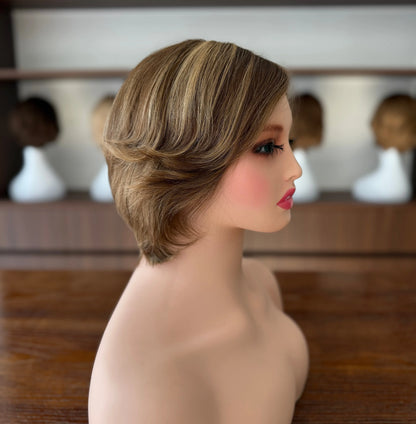 Unprocessed Raw Hair Full Hand Tied Medical Wig Silk Top With Lace Front Human Hair Medical Wig for Cancer Patients