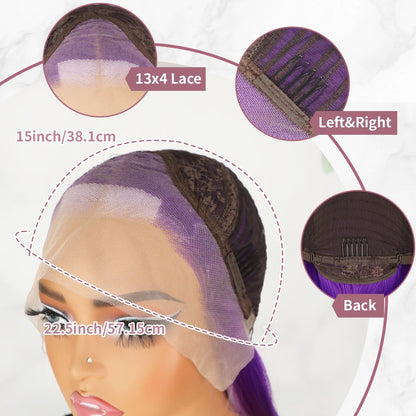 Glueless Long Silky Straight Hair Light Purple Ombre