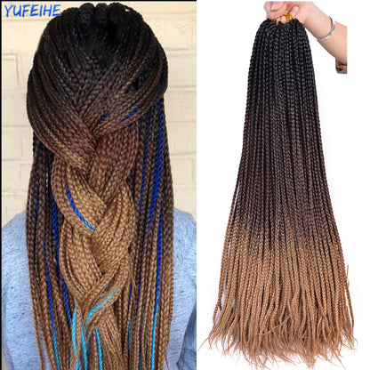 Synthetic Box Braids Hair Colored Crochet Hair 24"