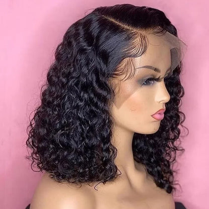 220 Density Remy Water Wave Curly Short Bob Wig Deep Wave 13x4 Lace Front 100% Human Hair Wigs Cheap Wigs 8 10 12 14 inch
