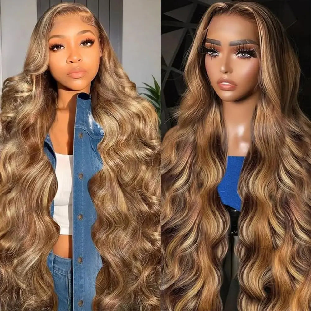 P4/27 Highlight Human Hair, Body Wave Ombre 13x6 HD Lace Front