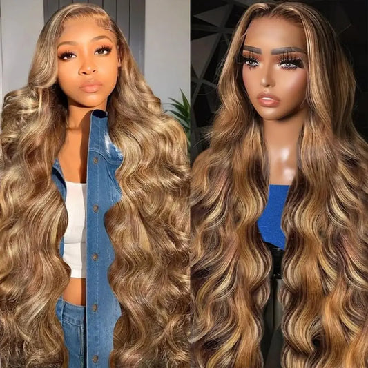 P4/27 Highlight Human Hair, Body Wave Ombre 13x6 HD Lace Front
