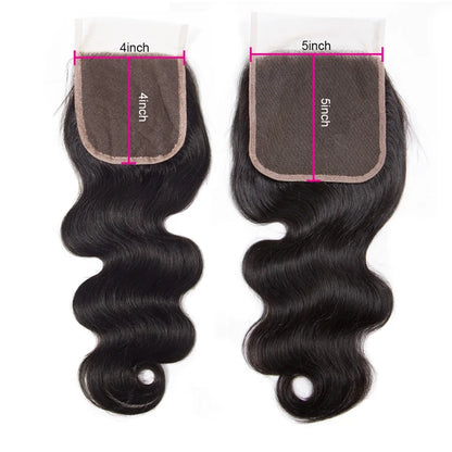Unprocessed Brazilian Virgin Human Hair Bundles With Closure Body Wave Hair Weave 3/4 Bundles 4x4 5x5 Lace Closure With Bundles