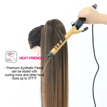 Julilanna Synthetic Kanekalon Futura Fiber Body Ocean Curly Brazilian Straight Water Wave Hair Extensions Synthetic Ponytail