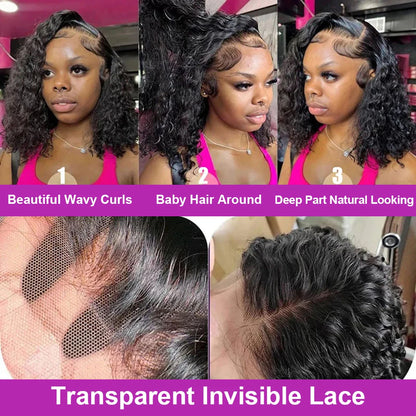 Short Bob Deep Water Wave 13x6 Hd Lace Frontal