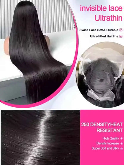 40 42 Inch Bone Straight Human Hair Wig Glueless