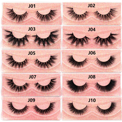 FOXESJI 3D Mink Lashes False Eyelashes Fluffy Thick Cross Wispy Natural Eye lashes Mink Soft Lash Extension Supplies Makeup Set