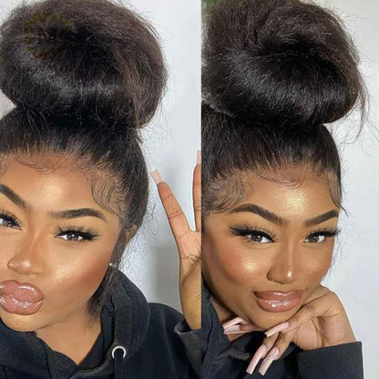 360 Full Lace Wig Kinky Straight Human Hair Wigs Pre Plucked Hd Lace Front Wig 250 Density Black Brazilian Wigs Original 30 Inch