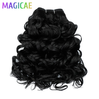 Megaicae 16Inches 120Grams Loose Deep Jerry Curly Ombre Brown 4# Piano Blond 27/613 SP12/16/613 High Bio Temperature Synthetic