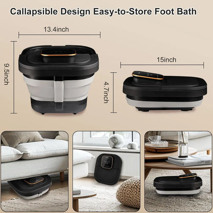 Collapsible Foot Spa with Heat, Massage Rollers, Bubbles, Temperature Control & Remote