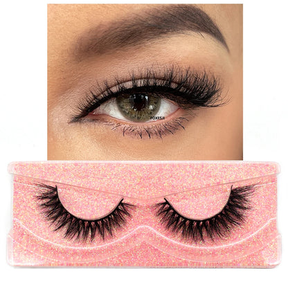 FOXESJI 3D Mink Lashes False Eyelashes Fluffy Thick Cross Wispy Natural Eye lashes Mink Soft Lash Extension Supplies Makeup Set
