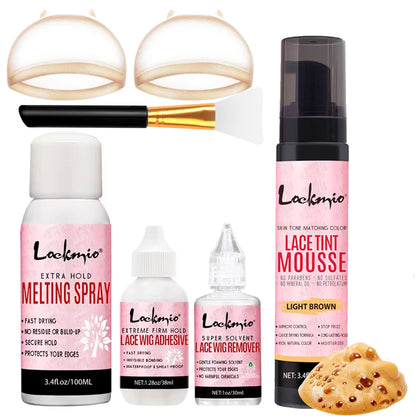 Lace Wig Dyeing and Installation Kit Lace Tint Mousse for Wig Invisible Adhesive Melting Spray for Wigs Front Closure & Remover