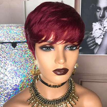 Short Hair Wigs, Pixie Cuts Wigs, Short Straight Black Ladies Wigs Synthetic Short Wigs For Black Women African American Women