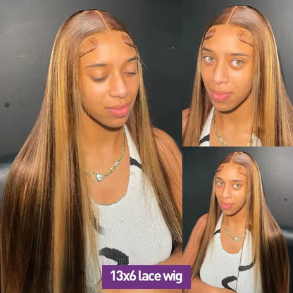 Highlight Human Hair 100% 13X6 Hd Lace Frontal Wig