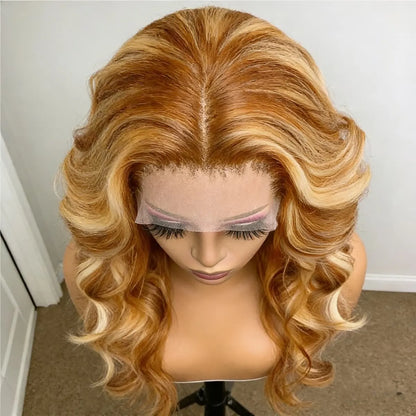 Ombre Honey Blonde Mixed Body Wave Wig Human Hair 13x4 Hd Lace Front Wig Brazilian Human Hair 200 Density Glueless Wig for Women