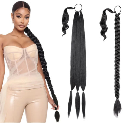 Synthetic Long Braided Ponytail ExteNatural Soft Hair Piece Daily Wear 30 Inch