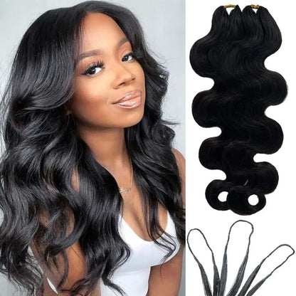 Natural Color Body Wave Pre-Separated Crochet Hair Knotless Pre-Separated Feather Crochet Braid Hair Extensions 26Inch For Women