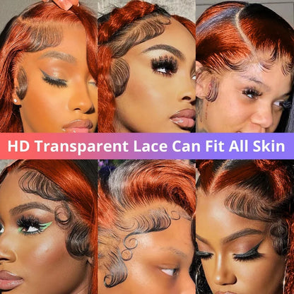 Highlight Wig Human Hair 13X6 Hd Lace Frontal Wig Black Ginger Colored Body Wave Lace Front Wig Preplucked Brazilian 250 Density