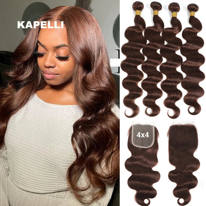 Human Hair Bundles with 4x4 Closure