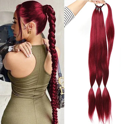 30 Inch Braided Ponytail with Rubber Synthetic DIY Blonde Braids False Hair Ponytail for Women Long Braid Horse Tail \;]'/.