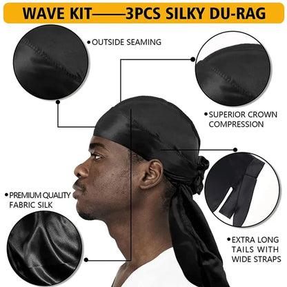 100g Waves Control Pomade Set 360 Wavy Hair Oil With Brush Natural Silky Shine Style Sport Waves Cream For African Black Men