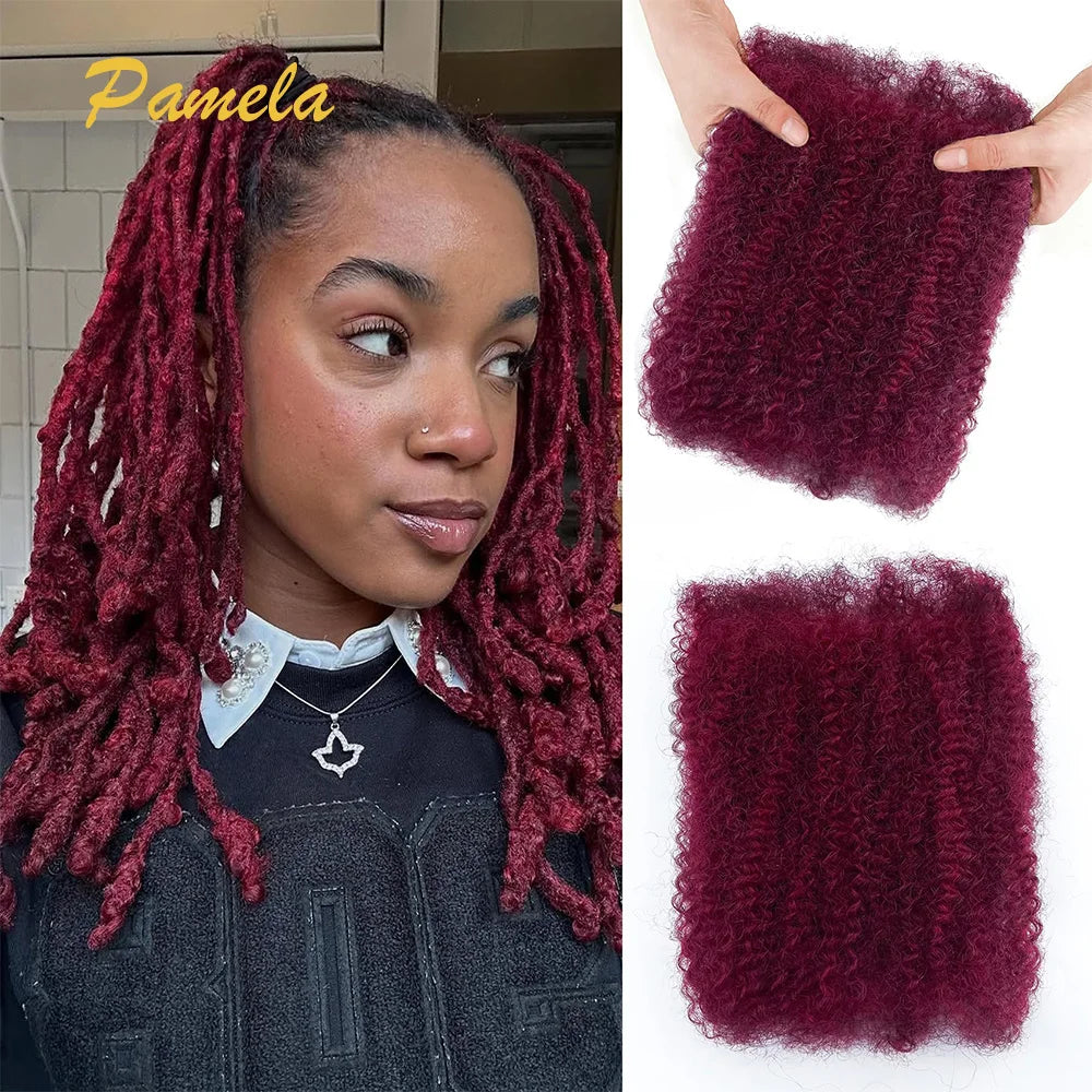 Afro Kinky-Curly Human Hair Bundles for Dreadlock Extensions Locs Repair 100% Human Hair 4C Curly for Mini Twist 50G