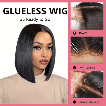 Bob Wig Human Hair 100% Short Straight Lace Front Wig 4X4 5X5 Hd Lace Closure Wig Glueless Wear And Go 13X6 Hd Lace Frontal Wig