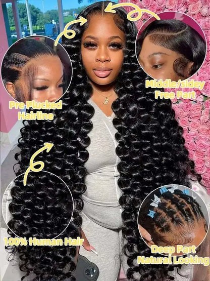 13x6 HD Lace Loose Deep Wave Frontal Wigs 40 42 Inch Deep Curly Lace Front Human Hair Wigs Preplucked Glueless Wig hUman Hair