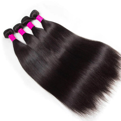 Remy Straight Human Hair Bundles 1/3/4 PCS Natural Black Brazilian Hair Weave Bundles 14-30 Inch Human Hair Extensions
