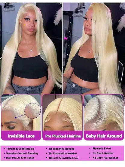 613 Blond Straight Human Hair Wigs 13x4 13x6 HD Lace Frontal Wigs Remy