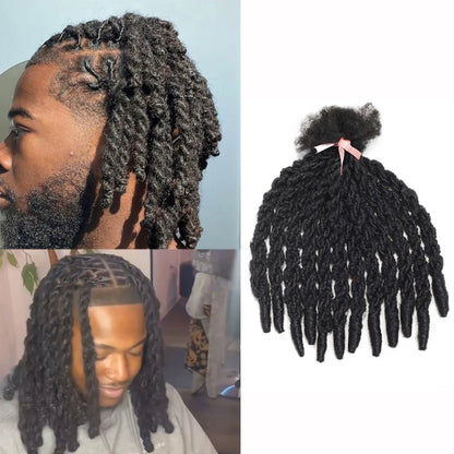 12 Strands Double Twisting Synthetic Crochet Hair 14 Inch Black Knotless Twist Soft Faux Locs Hair Extensions for Men
