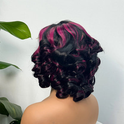 330% Demnsity 5x5 Lace Loose Bouncy Human Hair Wigs Loose Bouncy Curly Closure Human Hair Colorful Double Drawn Wig for Woman