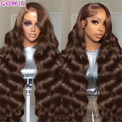 Chocolate Brown Human Hair Wig 13X6 Hd Lace