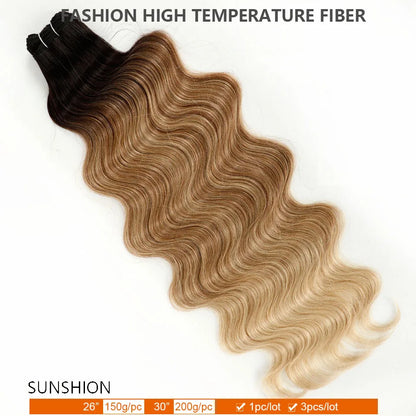 30Inches Ombre Blond T1B/27# 200g Body Wave Brown 12# M816 Highlight P27/613 White 58# Bio Protein Synthetic Hair Weave Bundles