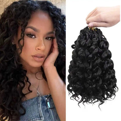 Prelooped GoGo Curl Crochet Hair 8 Inch  Short Curly Crochet Hair for Women Pre twisted Box Braids with Curly Ends Synthetic