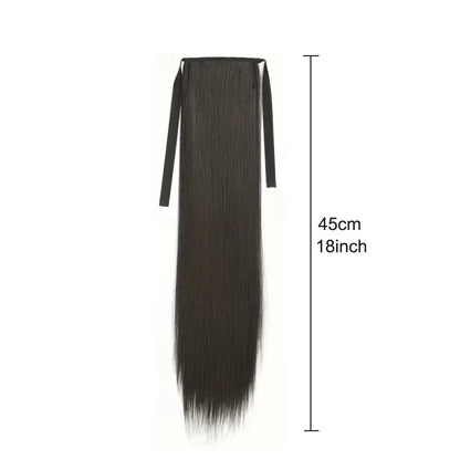 18 inches ribbon wear synthetic ponytail straight style tie up ponytail hair extension