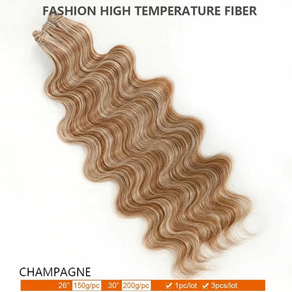 30Inches Ombre Blond T1B/27# 200g Body Wave Brown 12# M816 Highlight P27/613 White 58# Bio Protein Synthetic Hair Weave Bundles