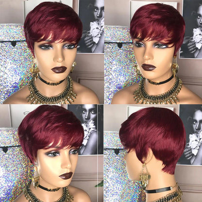 Short Hair Wigs, Pixie Cuts Wigs, Short Straight Black Ladies Wigs Synthetic Short Wigs For Black Women African American Women