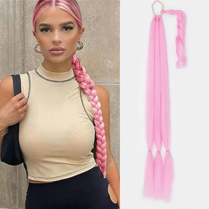 30 Inch Braided Ponytail with Rubber Synthetic DIY Blonde Braids False Hair Ponytail for Women Long Braid Horse Tail \;]'/.