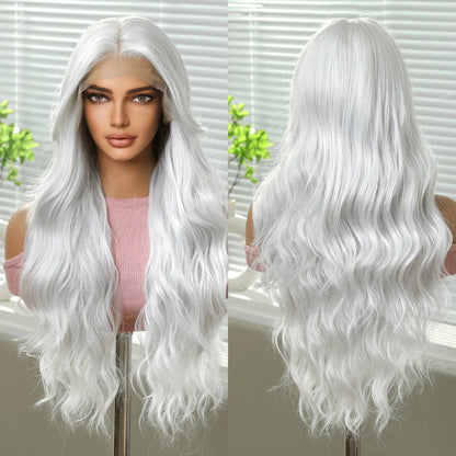 Brown Balayage Long Wavy Lace Front Wig for Women 13x6 HD Lace Natural Looking Heat Resistant Synthetic Hair Daily Cosplay Party