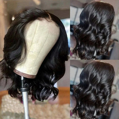 Bob Wig Human Hair Short Body Wave 13X6 Hd Lace Front Wig Glueless 250 Density Pre Plucked Natural Black 5X5 Hd Lace Closure Wig
