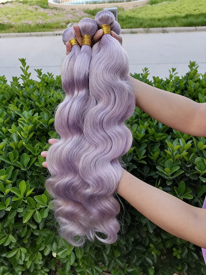 Magic Lavender Purple Colored Bundles With Closure Frontal Wholesale Body Wave Bundles with Closure Remy