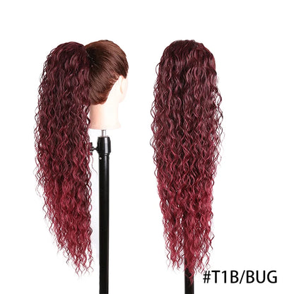 Julilanna Synthetic Kanekalon Futura Fiber Body Ocean Curly Brazilian Straight Water Wave Hair Extensions Synthetic Ponytail