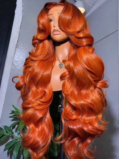 30 34 Inch Body Wave Human Hair Wigs 13x4 HD Lace Frontal Human Hair Wigs Ginger Orange Wet And Wavy Lace Front Wigs For Women