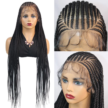 36Inch Knotless Box Braided Wigs Synthetic Full Lace
