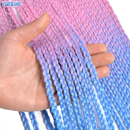Synthetic Box Braids Hair Colored Crochet Hair 24"